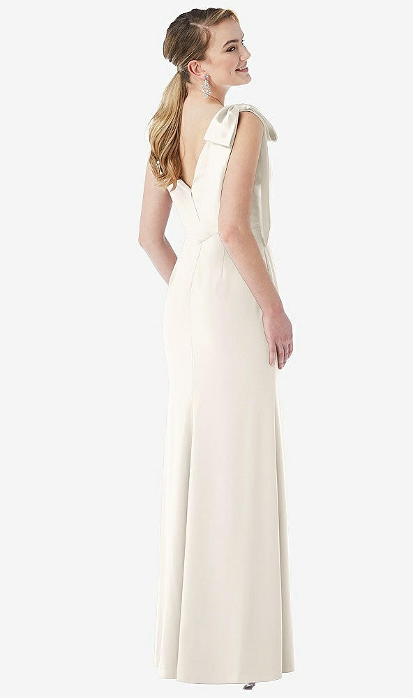 Back View - Ivory Bow-Shoulder V-Back Trumpet Gown