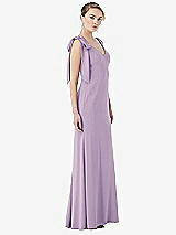 Side View Thumbnail - Pale Purple Bow-Shoulder V-Back Trumpet Gown