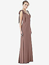 Side View Thumbnail - Sienna Bow-Shoulder V-Back Trumpet Gown