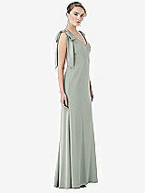 Side View Thumbnail - Willow Green Bow-Shoulder V-Back Trumpet Gown