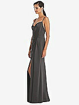 Alt View 2 Thumbnail - Caviar Gray Cowl-Neck Draped Wrap Maxi Dress with Front Slit