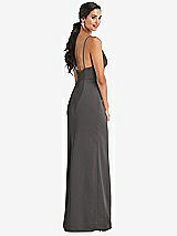 Alt View 3 Thumbnail - Caviar Gray Cowl-Neck Draped Wrap Maxi Dress with Front Slit