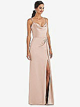 Alt View 1 Thumbnail - Cameo Cowl-Neck Draped Wrap Maxi Dress with Front Slit