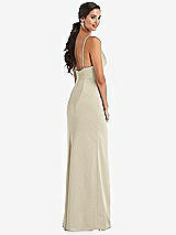 Alt View 3 Thumbnail - Champagne Cowl-Neck Draped Wrap Maxi Dress with Front Slit