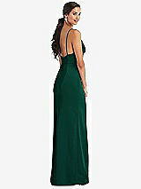 Alt View 3 Thumbnail - Hunter Green Cowl-Neck Draped Wrap Maxi Dress with Front Slit