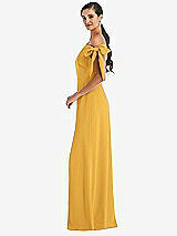 Side View Thumbnail - NYC Yellow Off-the-Shoulder Tie Detail Maxi Dress with Front Slit