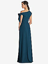 Rear View Thumbnail - Atlantic Blue Off-the-Shoulder Tie Detail Maxi Dress with Front Slit