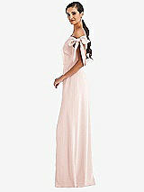 Side View Thumbnail - Blush Off-the-Shoulder Tie Detail Maxi Dress with Front Slit