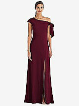 Front View Thumbnail - Cabernet Off-the-Shoulder Tie Detail Maxi Dress with Front Slit