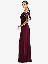 Side View Thumbnail - Cabernet Off-the-Shoulder Tie Detail Maxi Dress with Front Slit