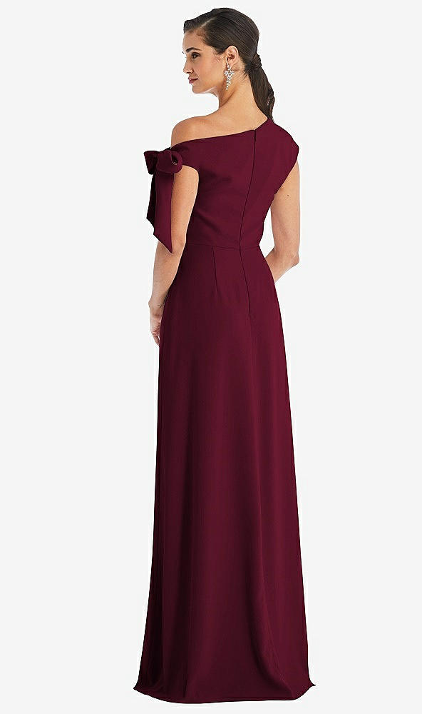 Back View - Cabernet Off-the-Shoulder Tie Detail Maxi Dress with Front Slit