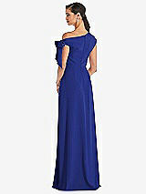 Rear View Thumbnail - Cobalt Blue Off-the-Shoulder Tie Detail Maxi Dress with Front Slit