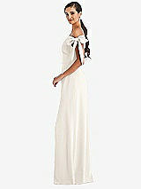 Side View Thumbnail - Ivory Off-the-Shoulder Tie Detail Maxi Dress with Front Slit