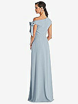 Rear View Thumbnail - Mist Off-the-Shoulder Tie Detail Maxi Dress with Front Slit