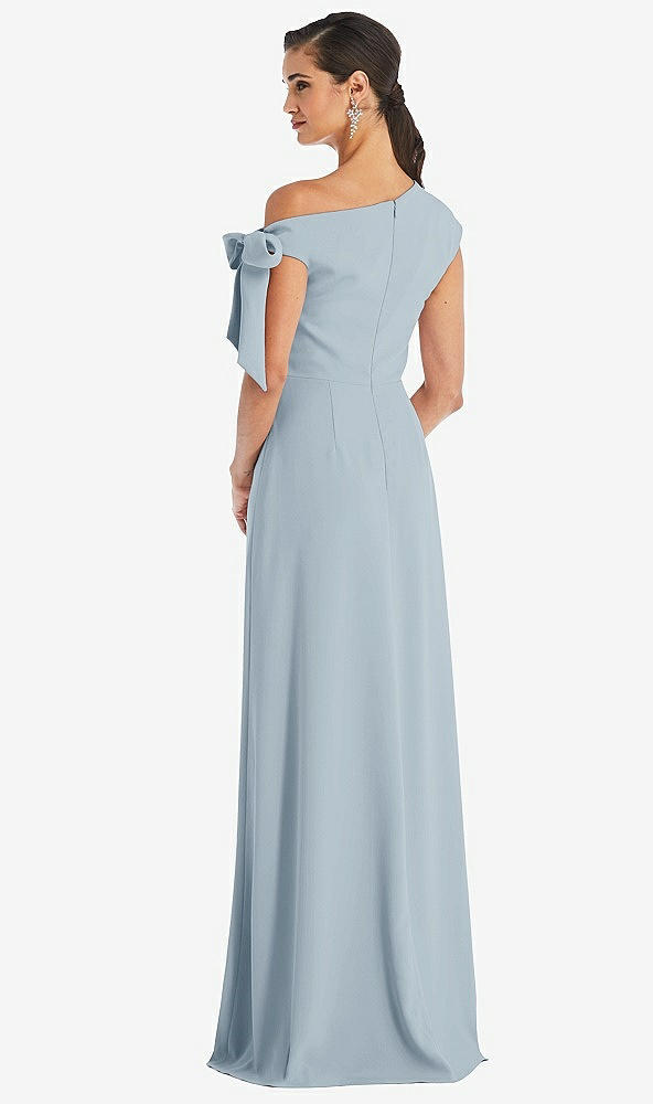 Back View - Mist Off-the-Shoulder Tie Detail Maxi Dress with Front Slit