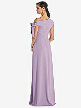 Rear View Thumbnail - Pale Purple Off-the-Shoulder Tie Detail Maxi Dress with Front Slit