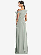 Rear View Thumbnail - Willow Green Off-the-Shoulder Tie Detail Maxi Dress with Front Slit