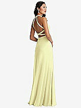 Front View Thumbnail - Butter Yellow Stand Collar Halter Maxi Dress with Criss Cross Open-Back