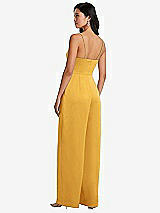 Rear View Thumbnail - NYC Yellow Cowl-Neck Spaghetti Strap Maxi Jumpsuit with Pockets