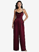 Alt View 1 Thumbnail - Cabernet Cowl-Neck Spaghetti Strap Maxi Jumpsuit with Pockets