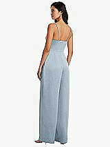 Rear View Thumbnail - Mist Cowl-Neck Spaghetti Strap Maxi Jumpsuit with Pockets