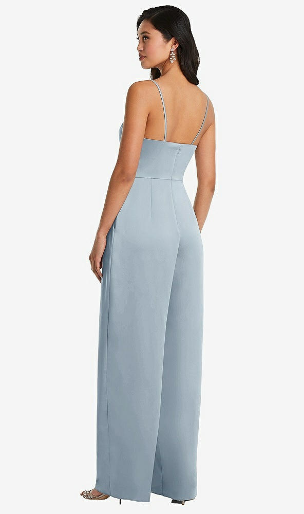 Back View - Mist Cowl-Neck Spaghetti Strap Maxi Jumpsuit with Pockets