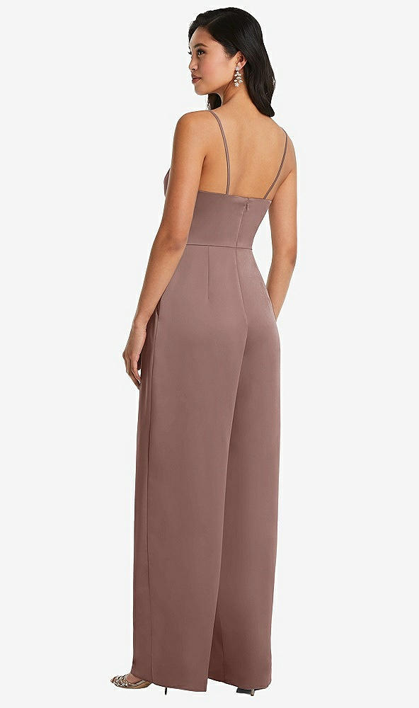 Back View - Sienna Cowl-Neck Spaghetti Strap Maxi Jumpsuit with Pockets