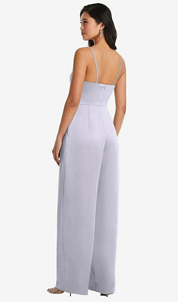 Back View - Silver Dove Cowl-Neck Spaghetti Strap Maxi Jumpsuit with Pockets