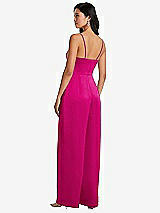 Rear View Thumbnail - Think Pink Cowl-Neck Spaghetti Strap Maxi Jumpsuit with Pockets