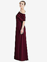 Side View Thumbnail - Cabernet One-Shoulder Sleeved Blouson Trumpet Gown