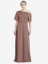 Front View Thumbnail - Sienna One-Shoulder Sleeved Blouson Trumpet Gown