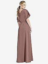 Rear View Thumbnail - Sienna One-Shoulder Sleeved Blouson Trumpet Gown