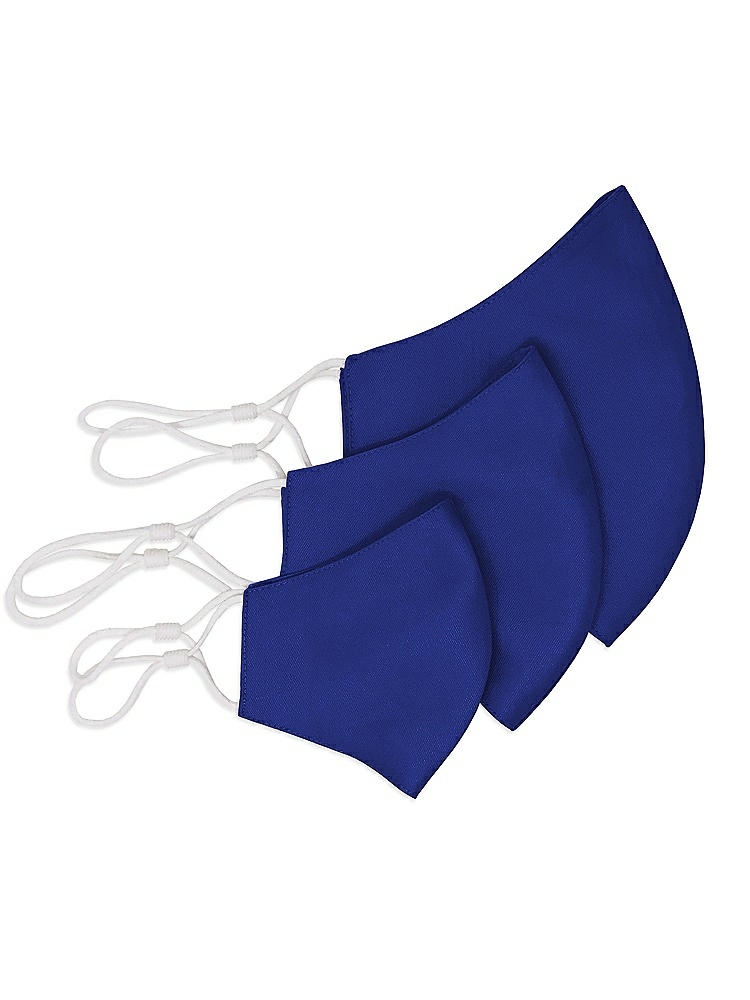 Back View - Cobalt Blue Satin Twill Reusable Face Mask