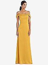 Alt View 1 Thumbnail - NYC Yellow Draped Pleat Off-the-Shoulder Maxi Dress