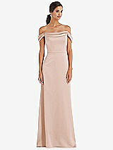 Alt View 1 Thumbnail - Cameo Draped Pleat Off-the-Shoulder Maxi Dress