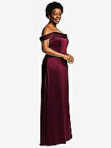 Side View Thumbnail - Cabernet Draped Pleat Off-the-Shoulder Maxi Dress