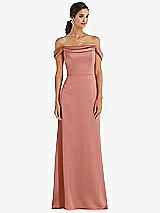 Alt View 1 Thumbnail - Desert Rose Draped Pleat Off-the-Shoulder Maxi Dress