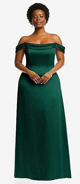 Hunter green off the shoulder dress best sale