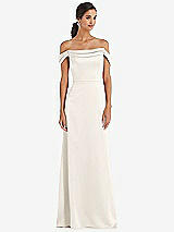 Alt View 1 Thumbnail - Ivory Draped Pleat Off-the-Shoulder Maxi Dress