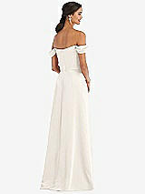 Alt View 3 Thumbnail - Ivory Draped Pleat Off-the-Shoulder Maxi Dress