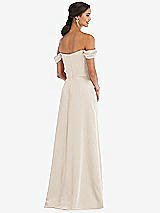 Alt View 3 Thumbnail - Oat Draped Pleat Off-the-Shoulder Maxi Dress