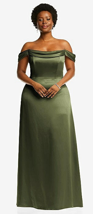 Olive Green Off The Shoulder Bridesmaid Dresses