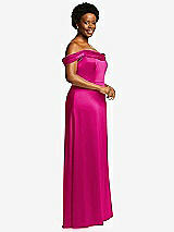 Side View Thumbnail - Think Pink Draped Pleat Off-the-Shoulder Maxi Dress