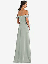 Alt View 3 Thumbnail - Willow Green Draped Pleat Off-the-Shoulder Maxi Dress