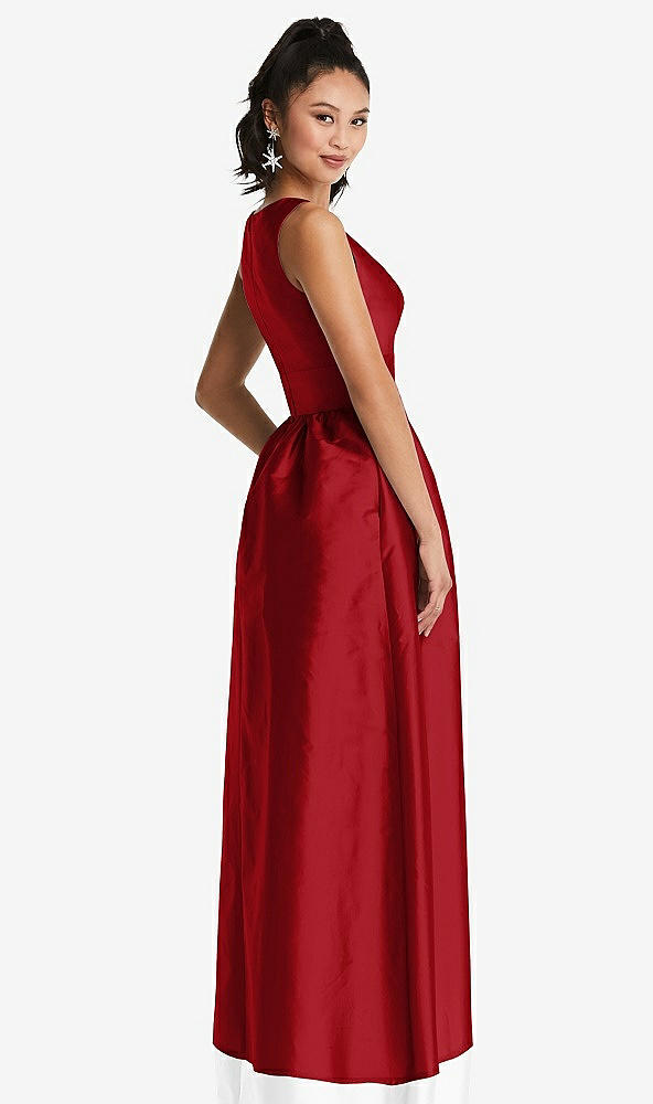 Back View - Garnet Plunging Neckline Maxi Dress with Pockets