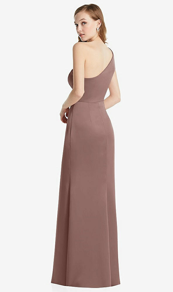 Back View - Sienna Shirred One-Shoulder Satin Trumpet Dress - Maddie