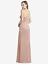 Rear View Thumbnail - Toasted Sugar Shirred One-Shoulder Satin Trumpet Dress - Maddie