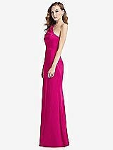 Side View Thumbnail - Think Pink Shirred One-Shoulder Satin Trumpet Dress - Maddie