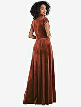 Rear View Thumbnail - Auburn Moon Cowl-Neck Cap Sleeve Velvet Maxi Dress with Pockets