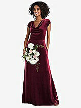 Alt View 1 Thumbnail - Cabernet Cowl-Neck Cap Sleeve Velvet Maxi Dress with Pockets